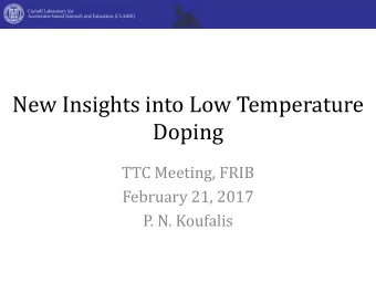 New Insights into Low Temperature  Doping  TTC Meeting, FRIB  February 21, 2017  P. N. Koufalis