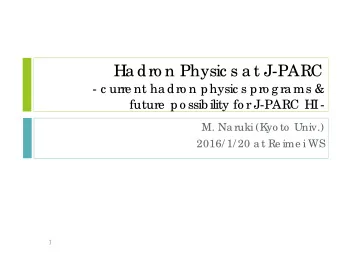 Ha dro n Physic s a t J-PARC  - c urre nt ha dro n physic s pro g ra ms &amp;  future  po ssib