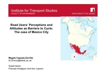Institute for Transport Studies  FACULTY OF ENVIRONMENT  Road Users Perceptions and  Attitudes