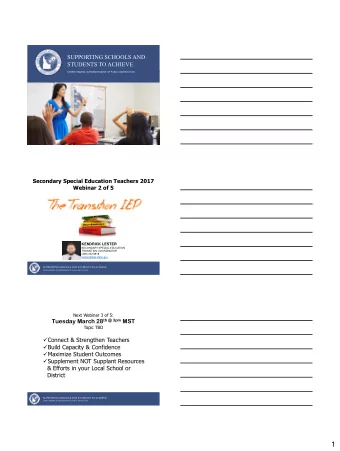 1  Two key measurements that indicate student  transition outcomes  Early data suggests that an