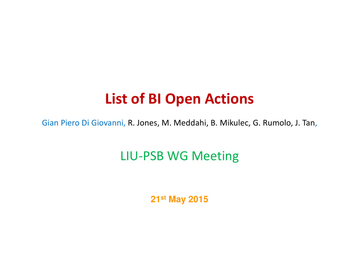 list of bi open actions