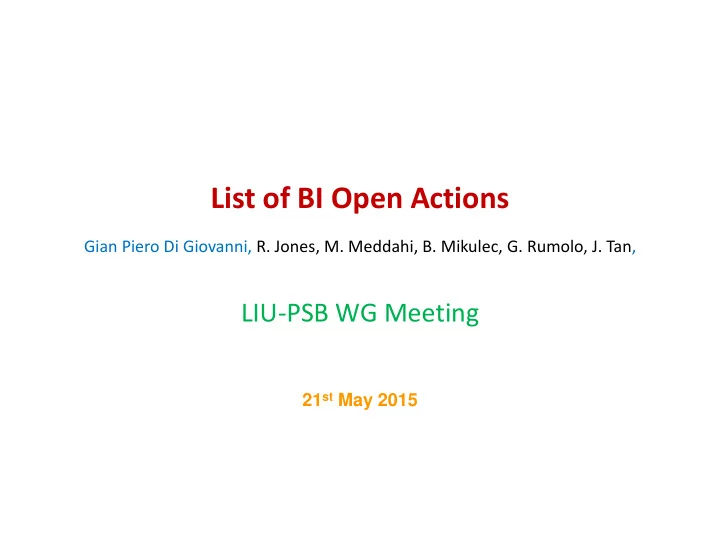 list of bi open actions