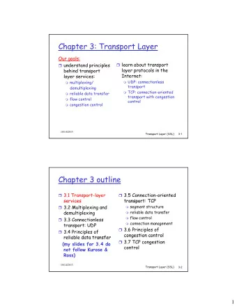 Chapter 3: Transport Layer  Our goals:  learn about transport  understand principles  l