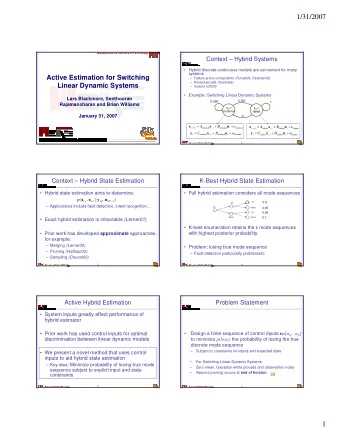 1/31/2007  Massachusetts Institute of Technology  Context  Hybrid Systems   Hybrid