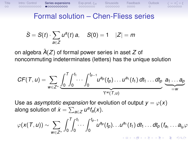 formal solution chen fliess series