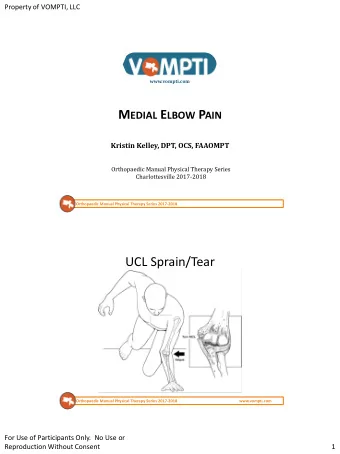 UCL Sprain/Tear  Orthopaedic Manual Physical Therapy Series 2017-2018