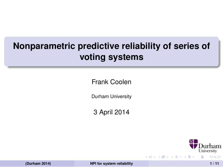 nonparametric predictive reliability of series of voting