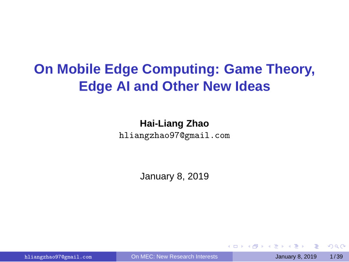 on mobile edge computing game theory edge ai and other