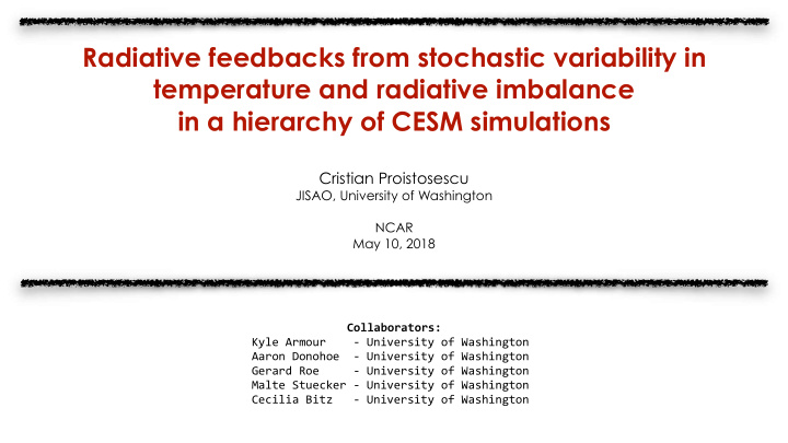 radiative feedbacks from stochastic variability in
