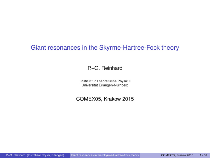 giant resonances in the skyrme hartree fock theory