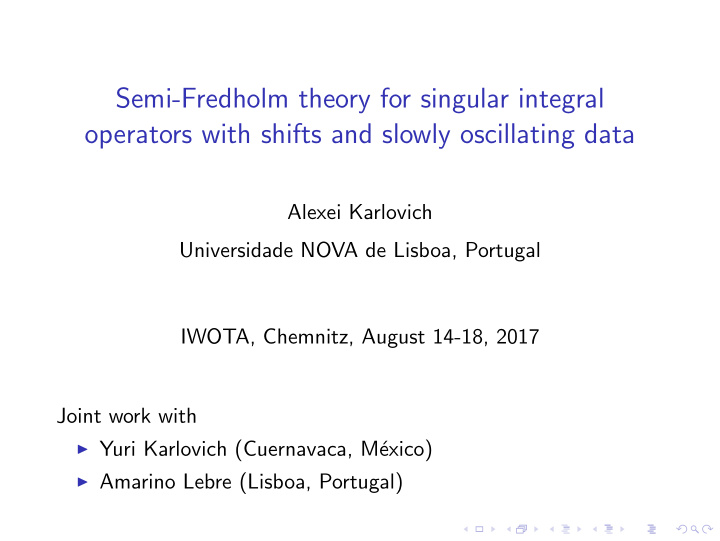 semi fredholm theory for singular integral operators with