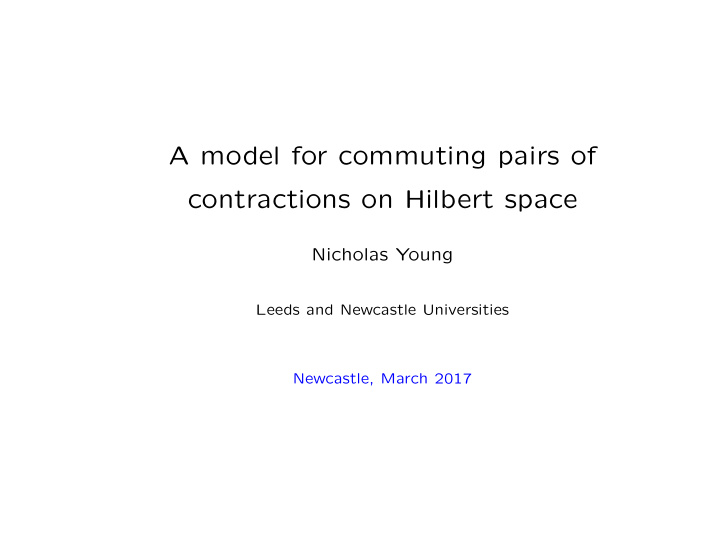 a model for commuting pairs of contractions on hilbert