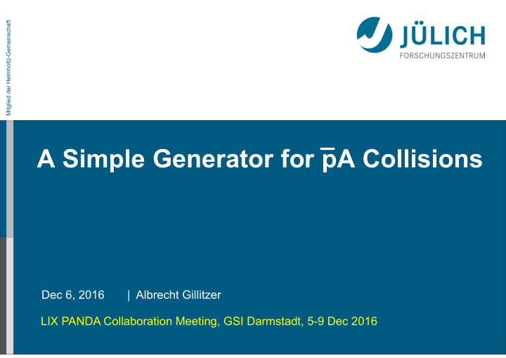 a simple generator for pa collisions