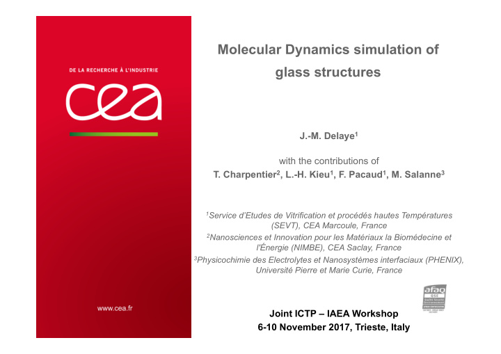 molecular dynamics simulation of glass structures