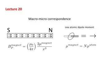 =   2  magnet   0 B magnet  magnet = N atom  =  P x 3 4   Compass  needle