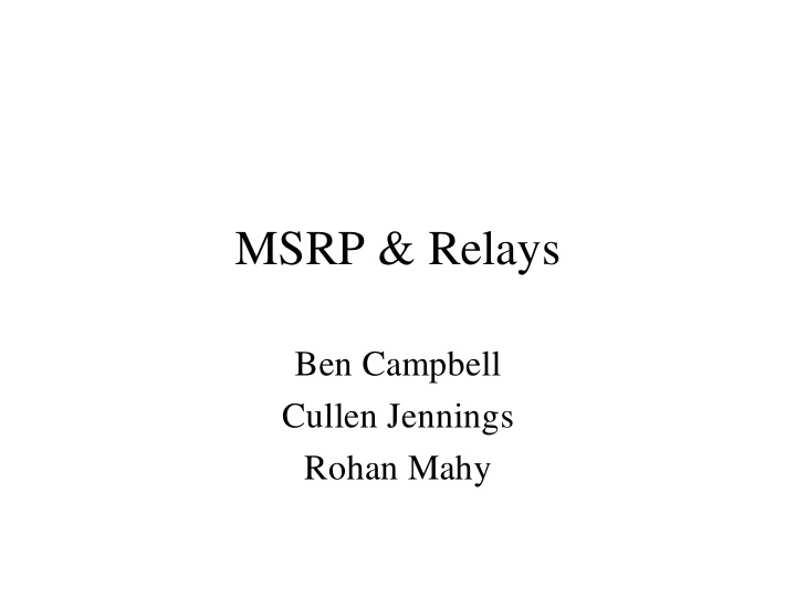 msrp relays