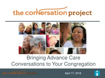 Conversations to Your Congregation  April 17, 2018  2  Staff  Naomi Fedna  Project Coordinator  The