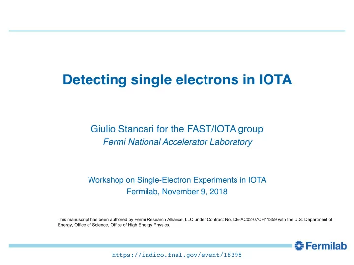 detecting single electrons in iota