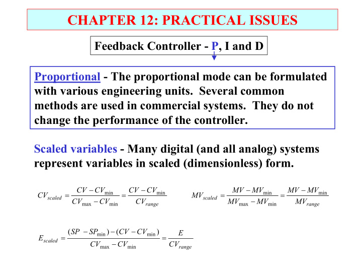 chapter 12 practical issues