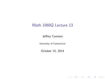 Math 1060Q Lecture 13  Jeffrey Connors  University of Connecticut  October 15, 2014  Sinusoidal