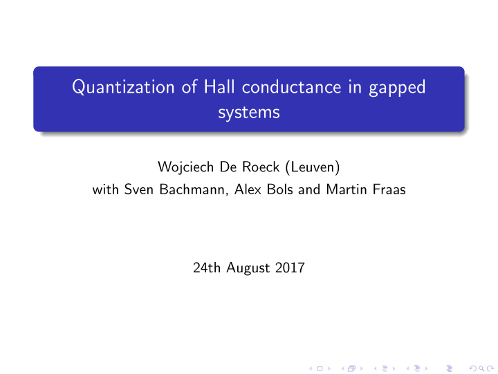 quantization of hall conductance in gapped systems