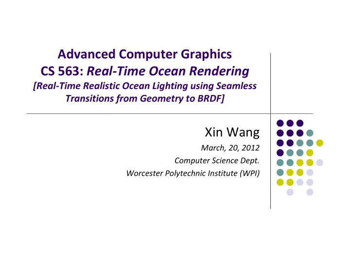 ad advanced computer graphics d c g hi cs 563 real time