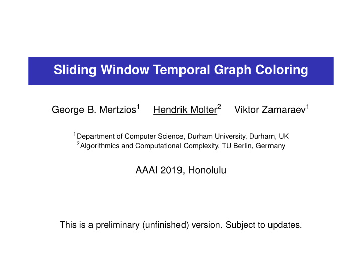 sliding window temporal graph coloring