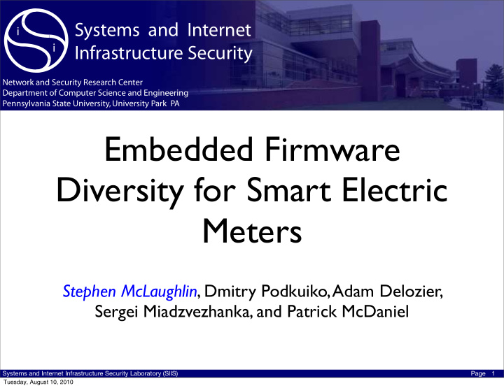 embedded firmware diversity for smart electric meters