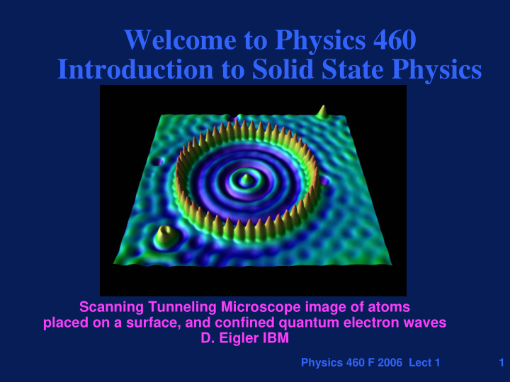 welcome to physics 460 introduction to solid state physics