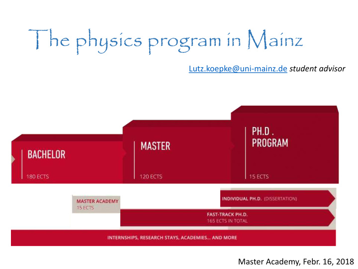 the physics program in mainz