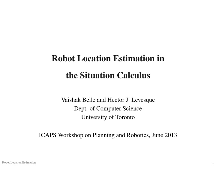 robot location estimation in the situation calculus