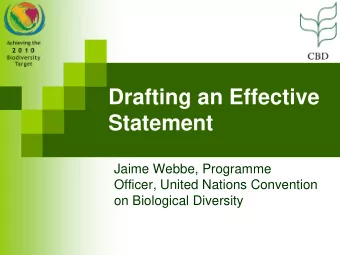 Drafting an Effective  Statement  Jaime Webbe, Programme  Officer, United Nations Convention  on