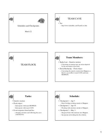 TEAM CAVE   See  Schedules and Checkpoints   http://www.failedlife.com/TeamCave.htm  March 22