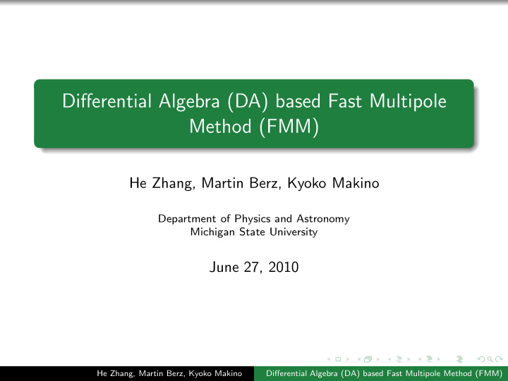 differential algebra da based fast multipole method fmm