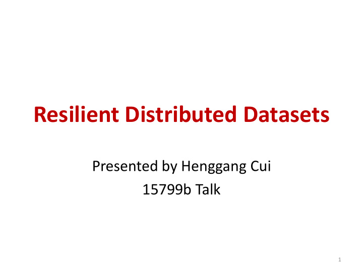 resilient distributed datasets