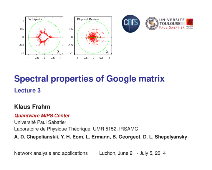 spectral properties of google matrix