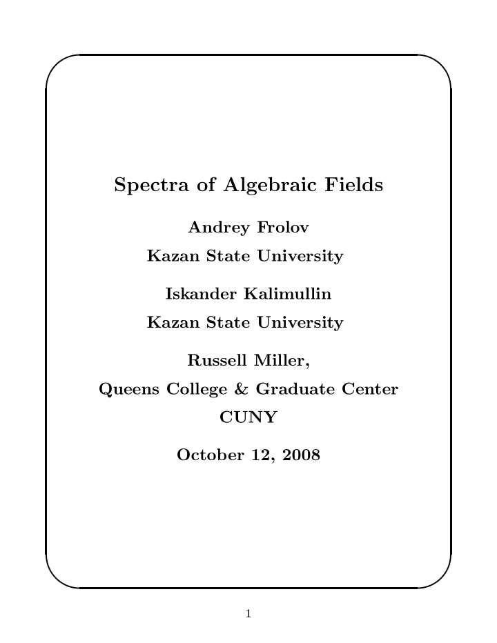 spectra of algebraic fields