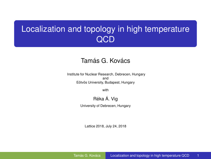 localization and topology in high temperature qcd