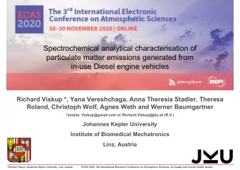 Spectrochemical analytical characterisation of  particulate matter emissions generated from  in-use