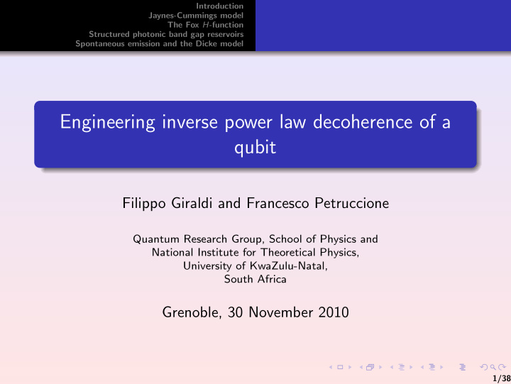 engineering inverse power law decoherence of a qubit