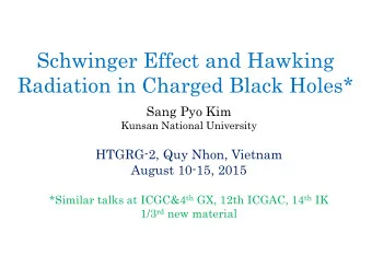 Schwinger Effect and Hawking  Radiation in Charged Black Holes*  Sang Pyo Kim  Kunsan National