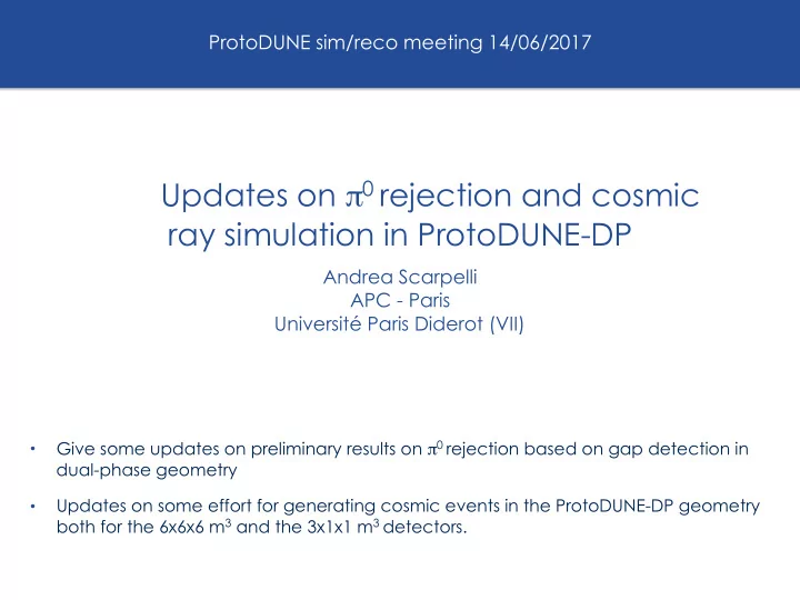 updates on 0 rejection and cosmic ray simulation in