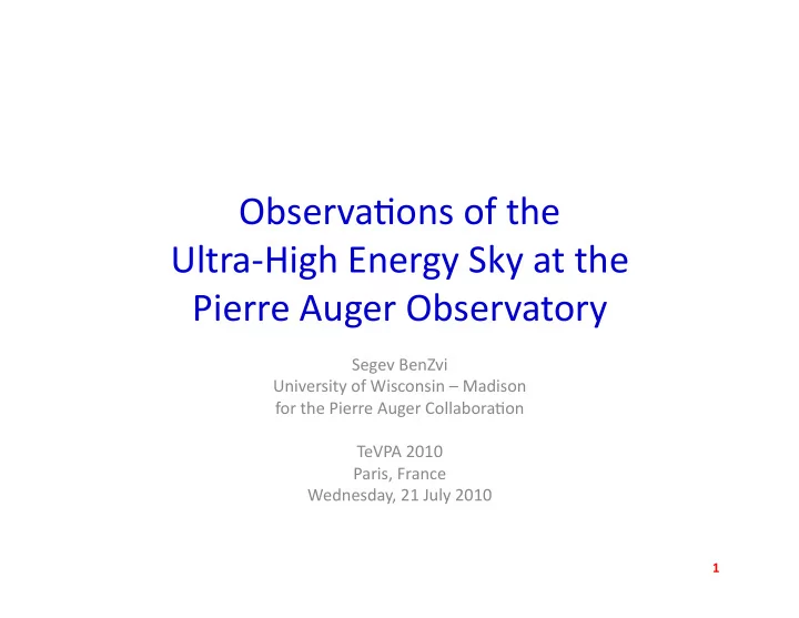 observa ons of the ultra high energy sky at the pierre