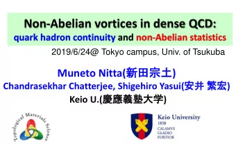 Non-Abelian vortices in dense QCD:  quark hadron continuity and non-Abelian statistics  2019/6/24@