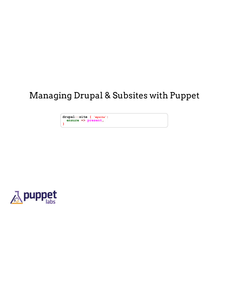 managing drupal subsites with puppet