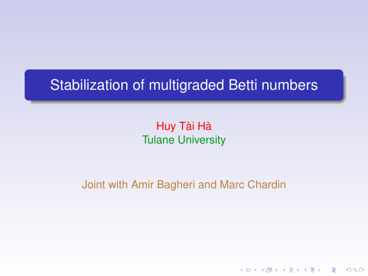 stabilization of multigraded betti numbers
