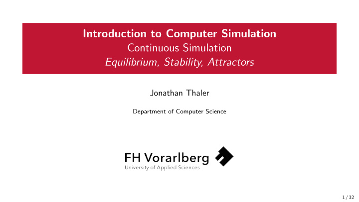 introduction to computer simulation continuous simulation