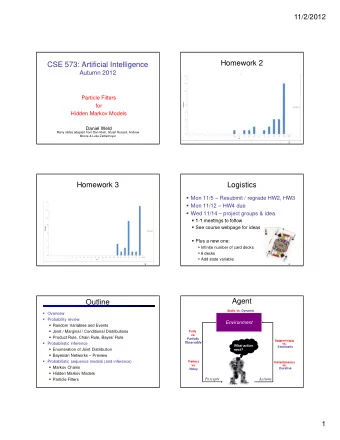 Homework 2  CSE 573: Artificial Intelligence  Autumn 2012  Particle Filters  Particle Filters  for