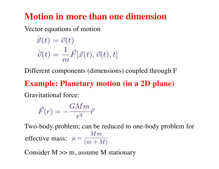 motion in more than one dimension