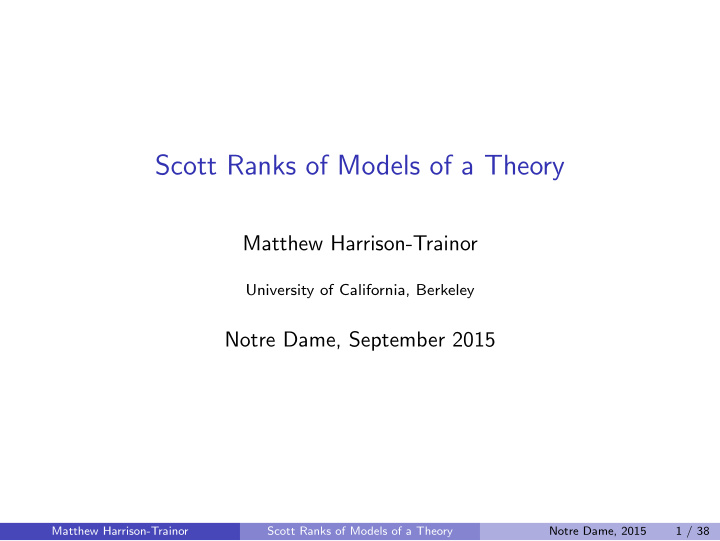 scott ranks of models of a theory